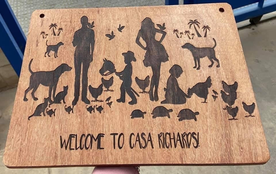 Rustic Family silhouette wooden sign