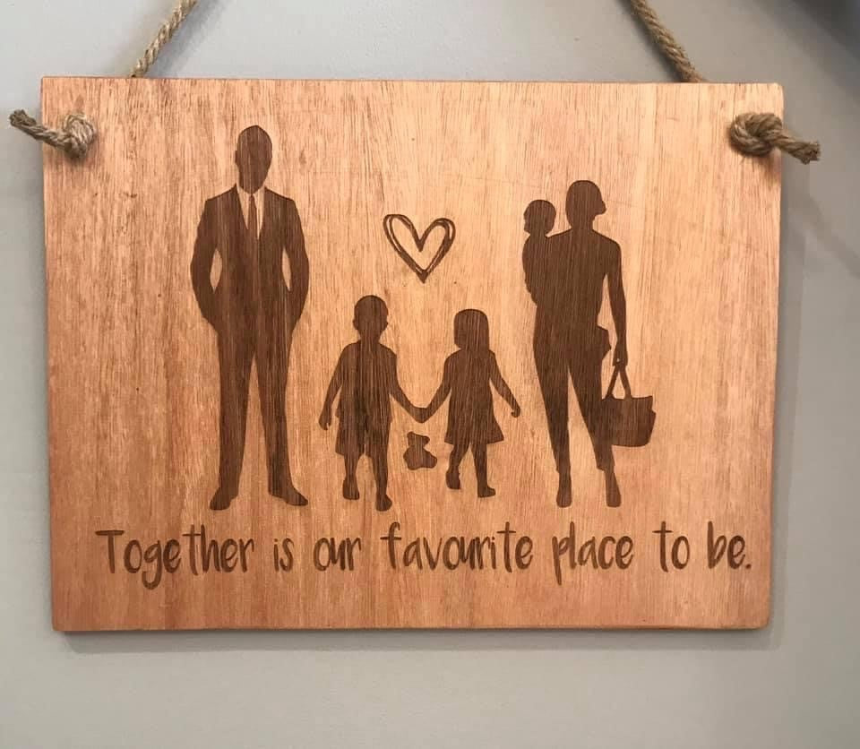 Rustic Family silhouette wooden sign